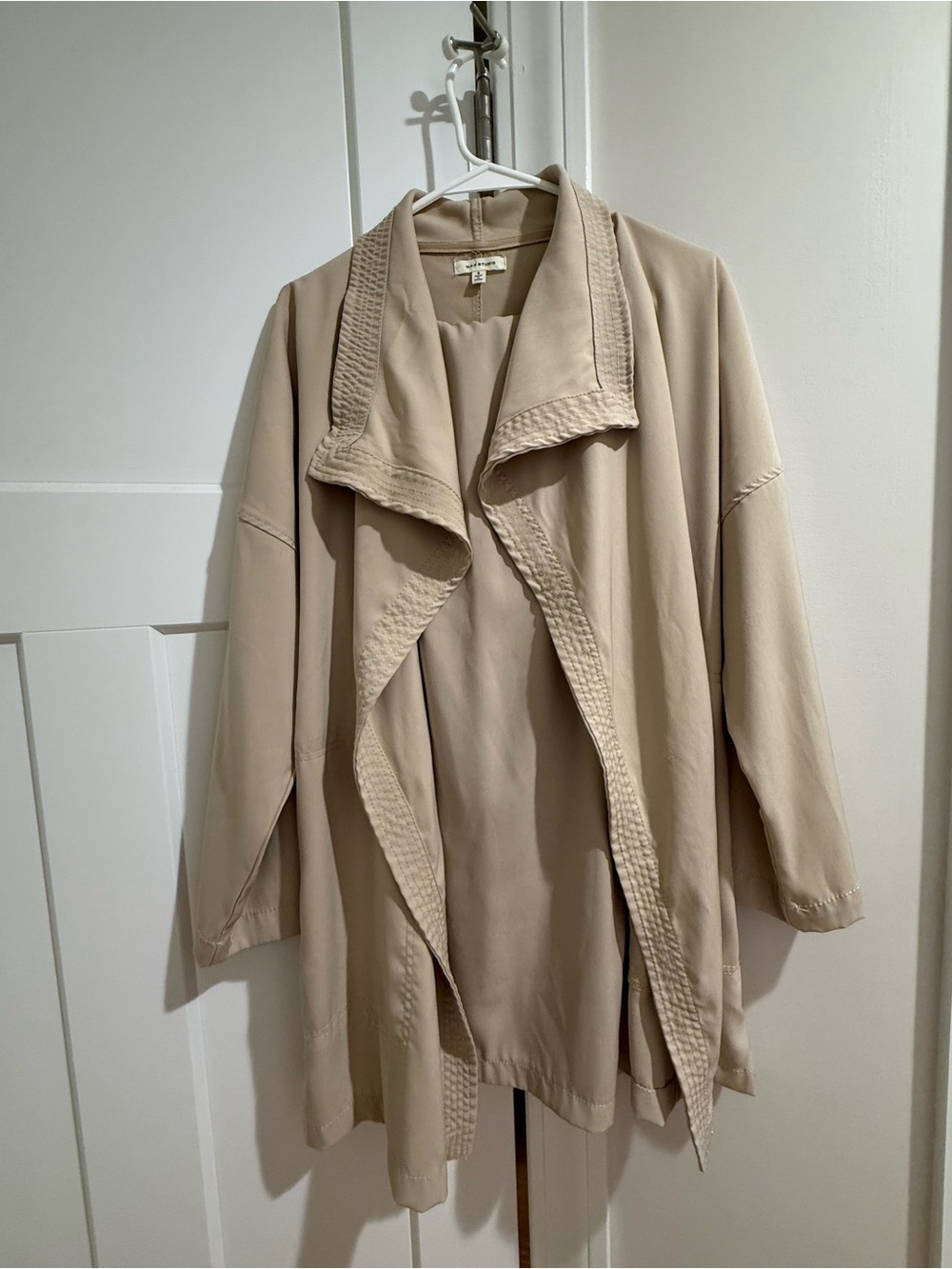 Max Studio Beige Matching Set Size Small | Draped Open Jacket & Wide Leg Pants |